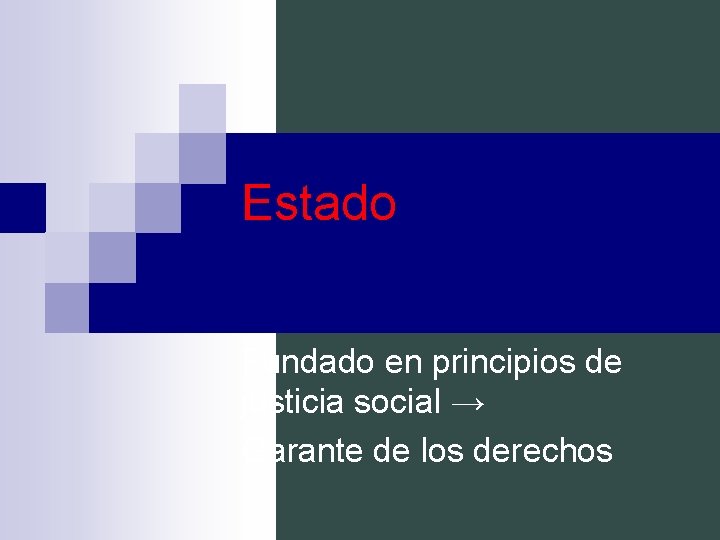 Estado Fundado en principios de justicia social → Garante de los derechos 