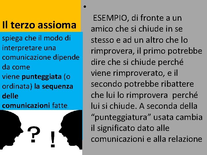 • ESEMPIO, di fronte a un Il terzo assioma amico che si chiude • ESEMPIO, di fronte a un Il terzo assioma amico che si chiude