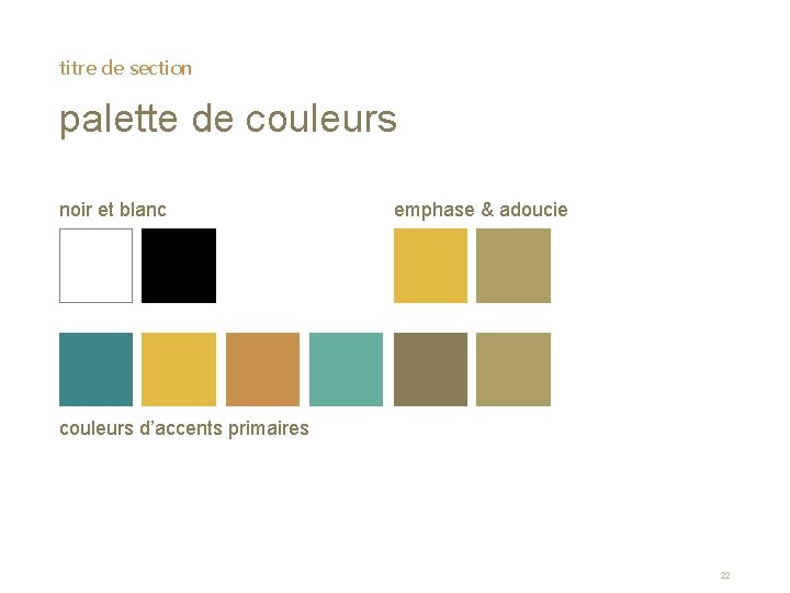 titre de section palette de couleurs noir et blanc emphase & adoucie couleurs d’accents