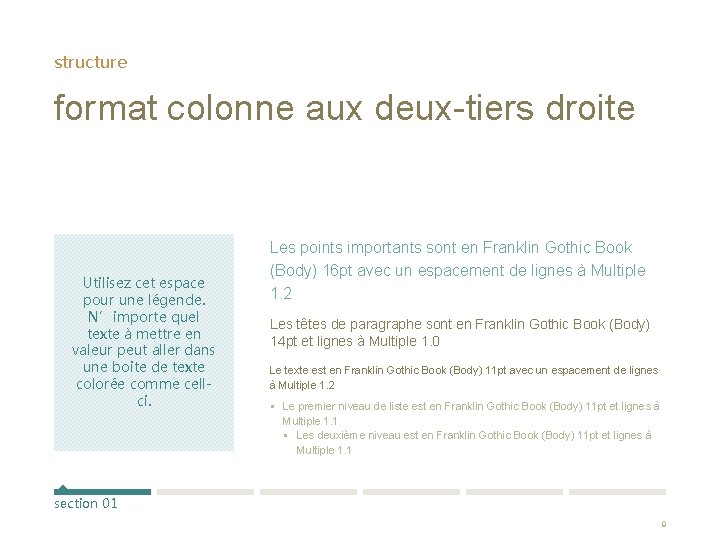 structure format colonne aux deux-tiers droite Utilisez cet espace pour une légende. N’importe quel