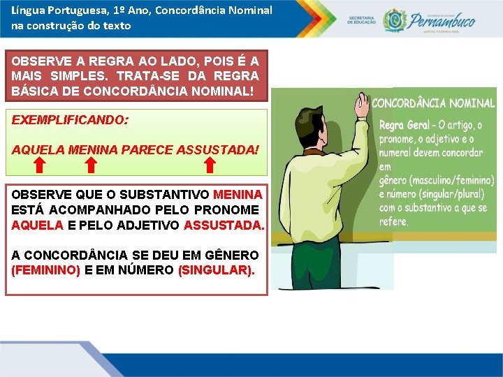 Língua Portuguesa, 1º Ano, Concordância Nominal na construção do texto OBSERVE A REGRA AO