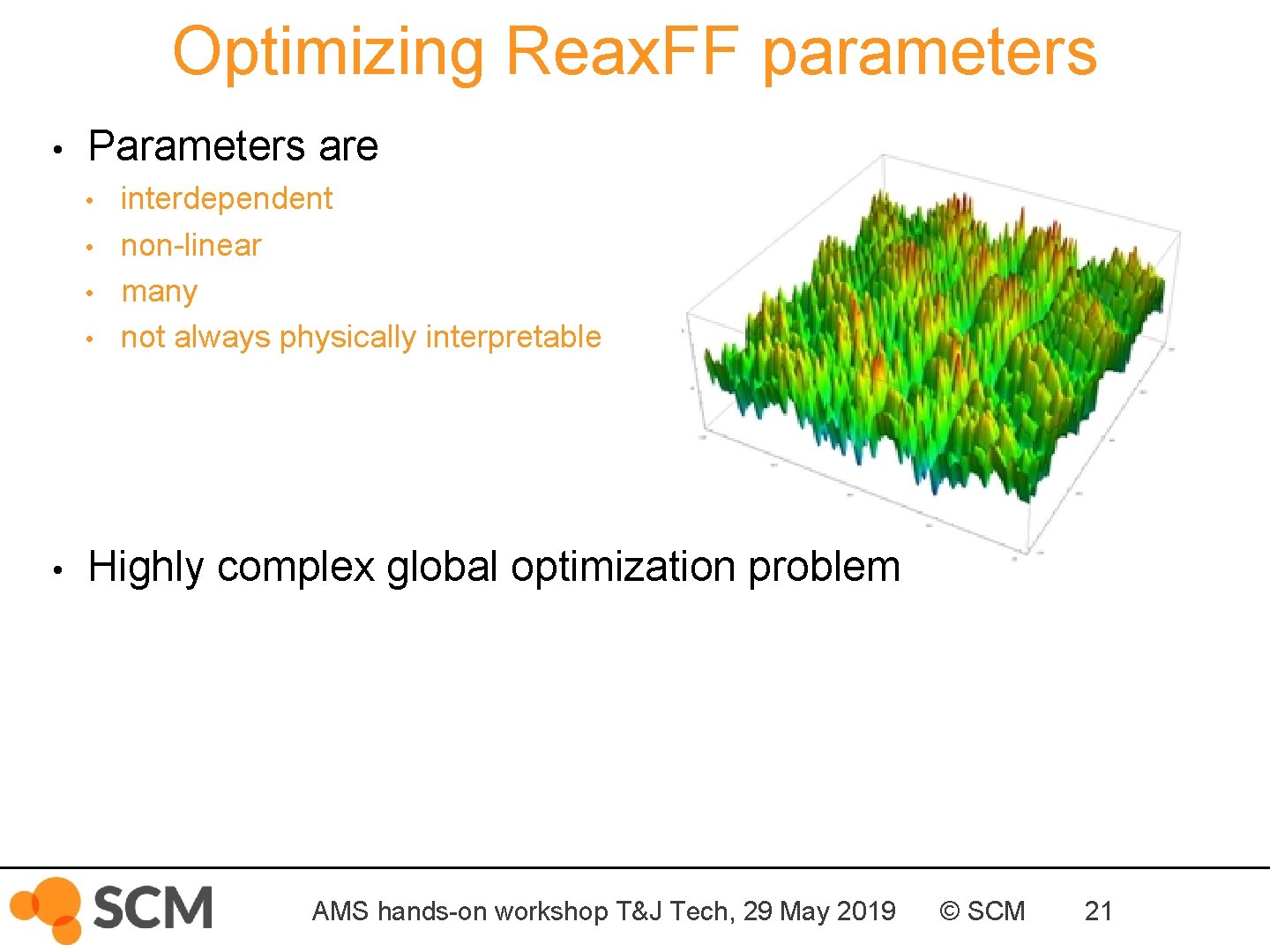 Optimizing Reax. FF parameters • Parameters are • • • interdependent non-linear many not