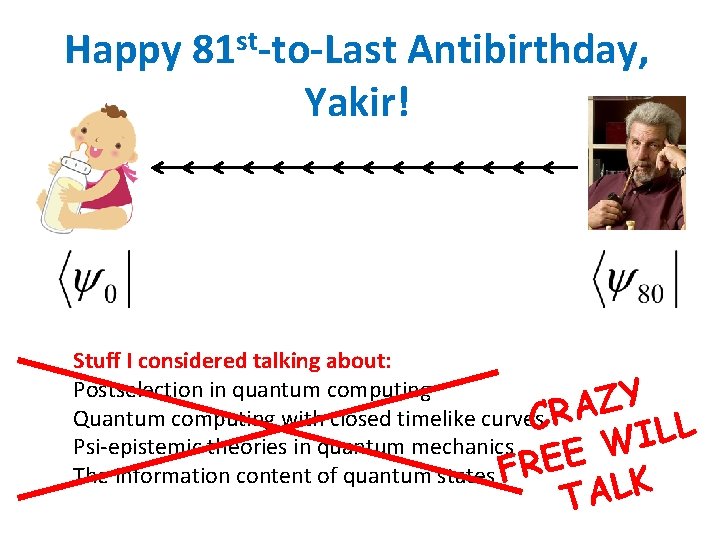 Happy 81 st-to-Last Antibirthday, Yakir! Stuff I considered talking about: Postselection in quantum computing