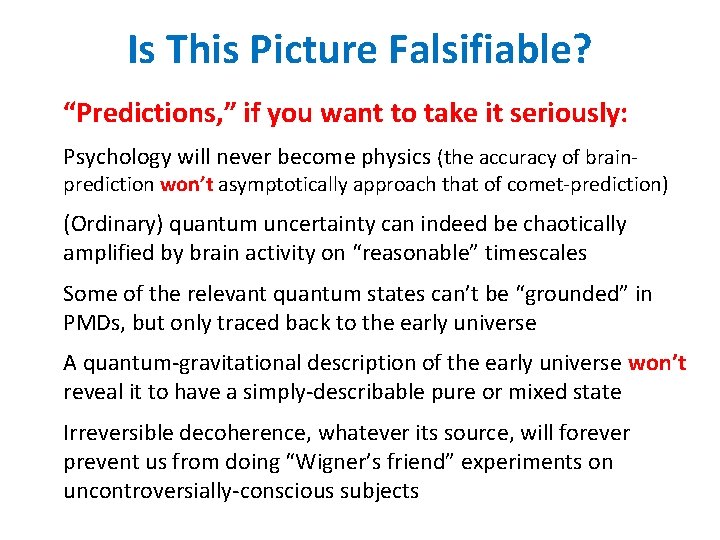 Is This Picture Falsifiable? “Predictions, ” if you want to take it seriously: Psychology