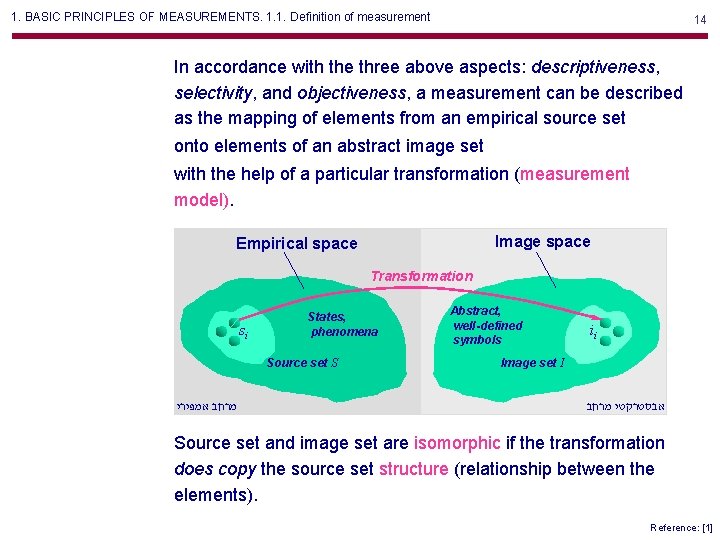 1. BASIC PRINCIPLES OF MEASUREMENTS. 1. 1. Definition of measurement 14 In accordance with 1. BASIC PRINCIPLES OF MEASUREMENTS. 1. 1. Definition of measurement 14 In accordance with