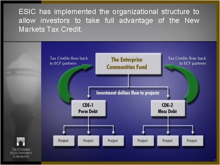 ESIC has implemented the organizational structure to allow investors to take full advantage of