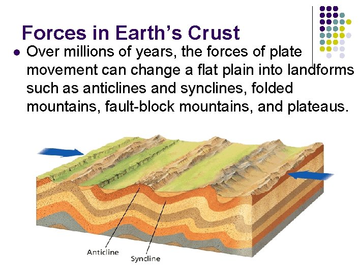 Forces in Earth’s Crust l Over millions of years, the forces of plate movement