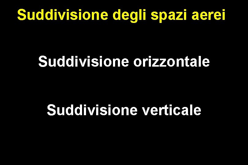 Suddivisione degli spazi aerei Suddivisione orizzontale Suddivisione verticale 