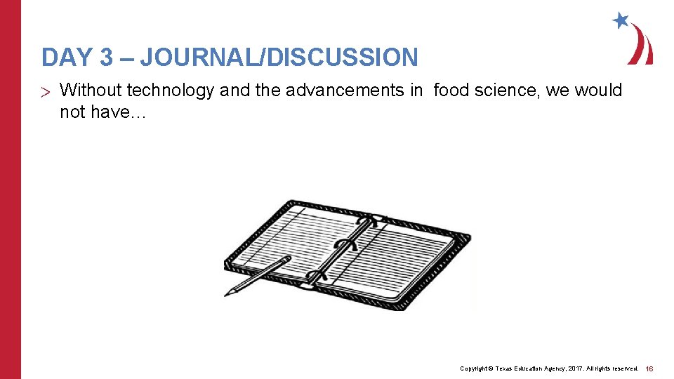 DAY 3 – JOURNAL/DISCUSSION > Without technology and the advancements in food science, we