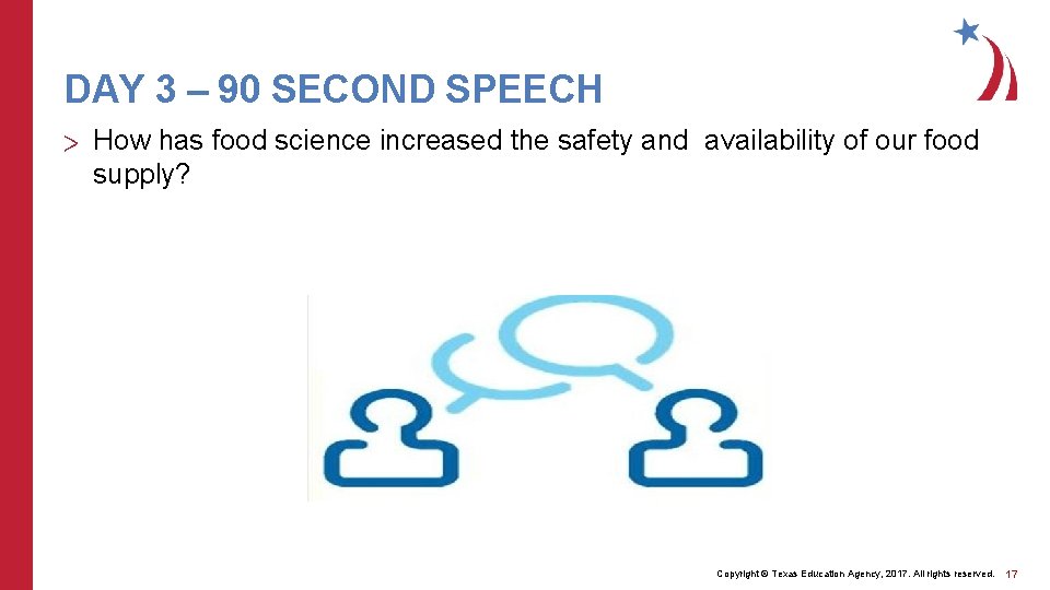 DAY 3 – 90 SECOND SPEECH > How has food science increased the safety