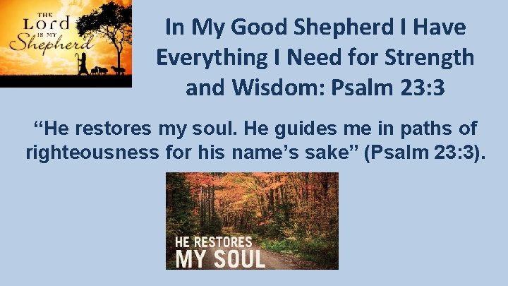 In My Good Shepherd I Have Everything I Need for Strength and Wisdom: Psalm In My Good Shepherd I Have Everything I Need for Strength and Wisdom: Psalm