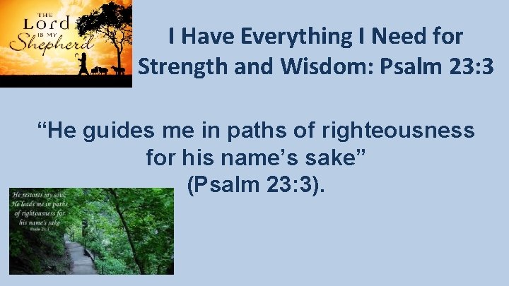 I Have Everything I Need for Strength and Wisdom: Psalm 23: 3 “He guides I Have Everything I Need for Strength and Wisdom: Psalm 23: 3 “He guides