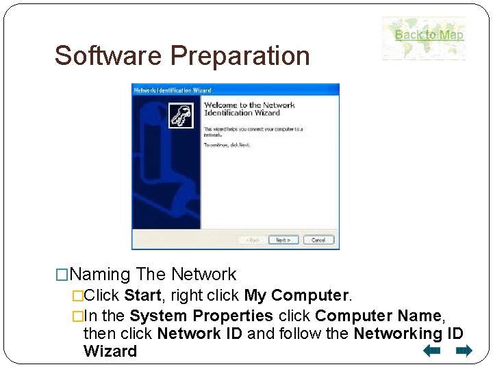 Software Preparation Back to Map �Naming The Network �Click Start, right click My Computer. Software Preparation Back to Map �Naming The Network �Click Start, right click My Computer.