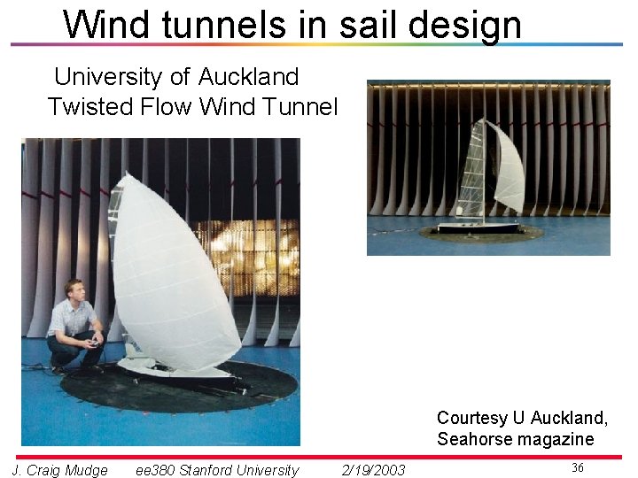 Wind tunnels in sail design University of Auckland Twisted Flow Wind Tunnel Courtesy U