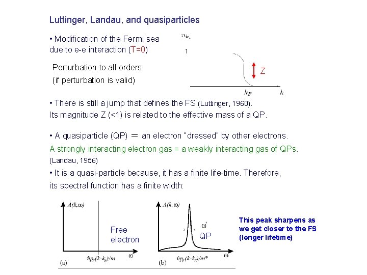 Luttinger, Landau, and quasiparticles • Modification of the Fermi sea due to e-e interaction Luttinger, Landau, and quasiparticles • Modification of the Fermi sea due to e-e interaction