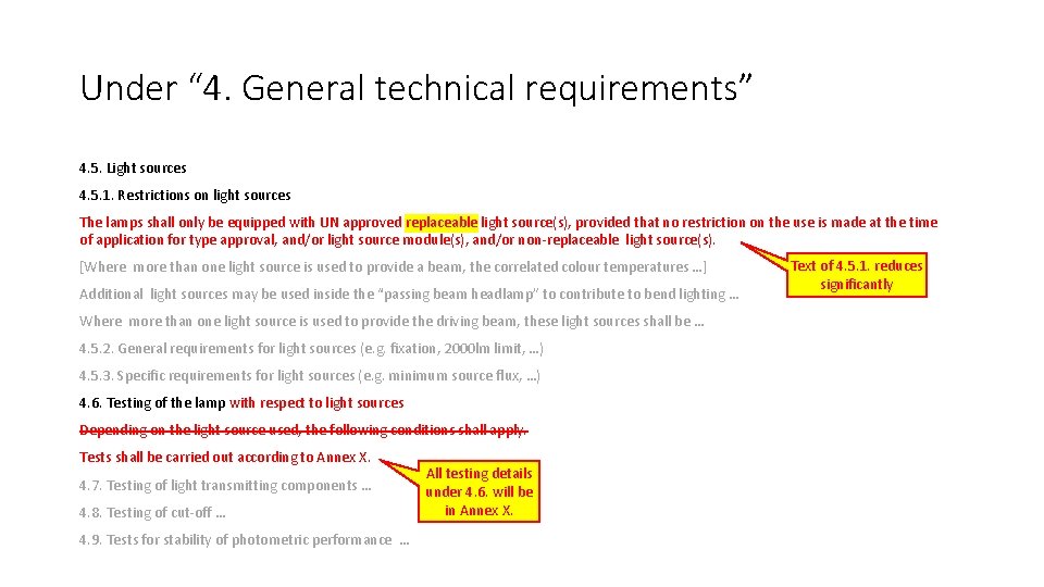 Under “ 4. General technical requirements” 4. 5. Light sources 4. 5. 1. Restrictions