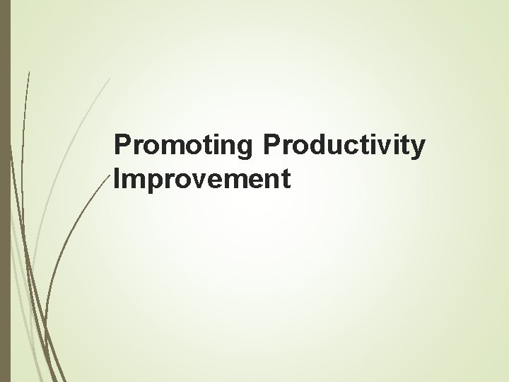 Promoting Productivity Improvement 