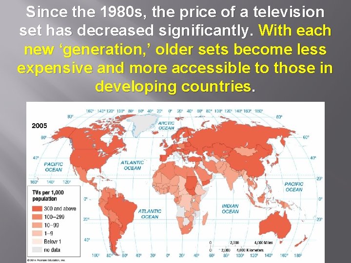 Since the 1980 s, the price of a television set has decreased significantly. With