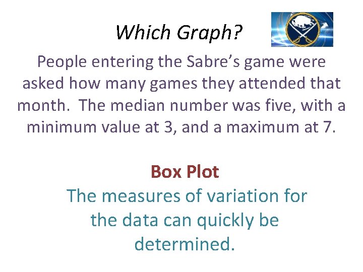 Which Graph? People entering the Sabre’s game were asked how many games they attended