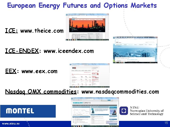 European Energy Futures and Options Markets ICE: www. theice. com ICE-ENDEX: www. iceendex. com European Energy Futures and Options Markets ICE: www. theice. com ICE-ENDEX: www. iceendex. com