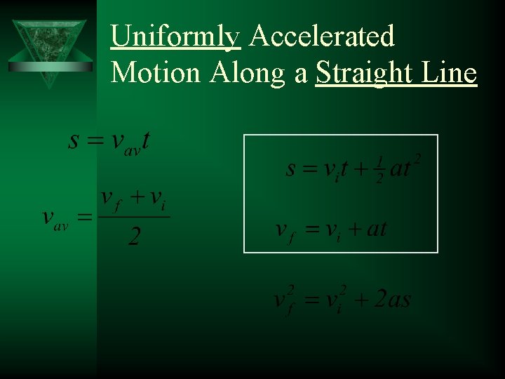 Uniformly Accelerated Motion Along a Straight Line 