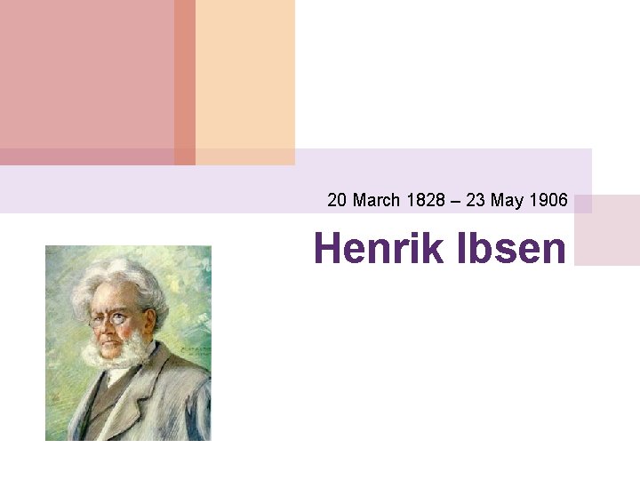 20 March 1828 – 23 May 1906 Henrik Ibsen 