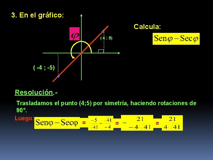3. En el gráfico: Calcula: ( 4 ; 5) ( -4 ; -5) Resolución.