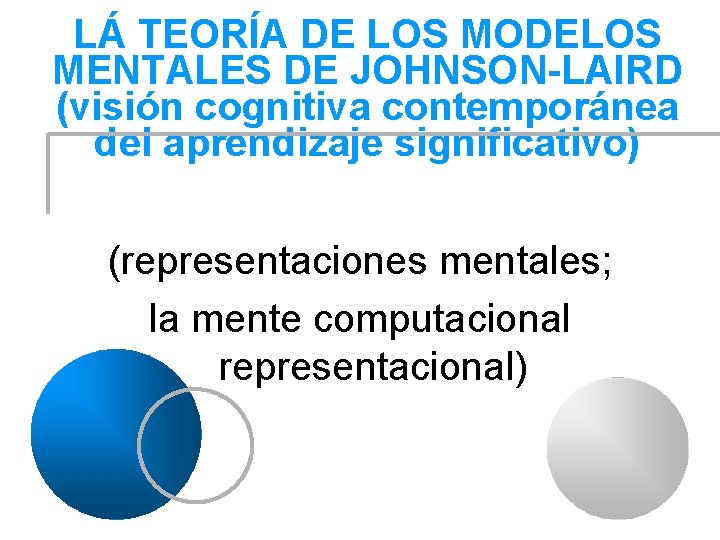 LÁ TEORÍA DE LOS MODELOS MENTALES DE JOHNSON-LAIRD (visión cognitiva contemporánea del aprendizaje significativo)