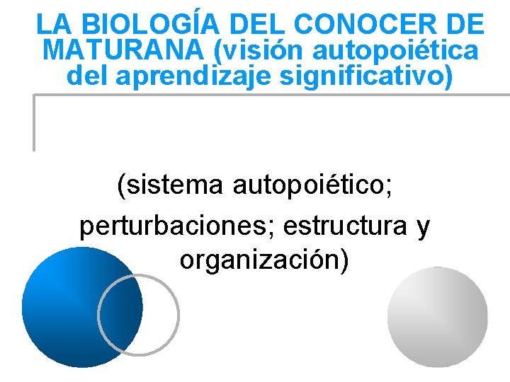 LA BIOLOGÍA DEL CONOCER DE MATURANA (visión autopoiética del aprendizaje significativo) (sistema autopoiético; perturbaciones;