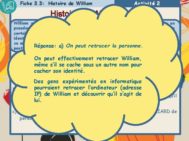 Fiche 3. 3: Histoire de William Activité 2 Histoire de William © William a