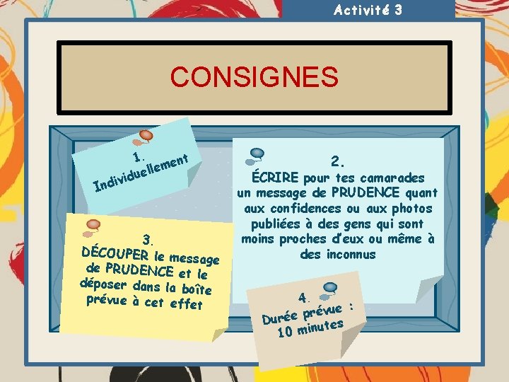 Activité 3 CONSIGNES 1. nt e m e ell vidu i Ind 3. DÉCOUPER