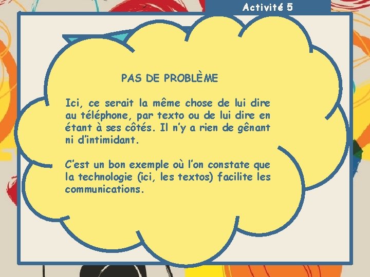 Activité 5 On en discute! PAS DE PROBLÈME Ici, ce serait la même chose