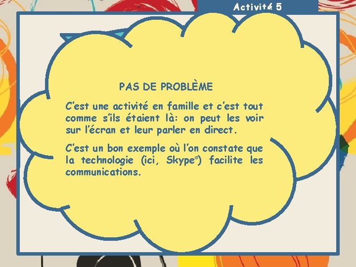 Activité 5 On en discute! PAS DE PROBLÈME C’est une activité en famille et