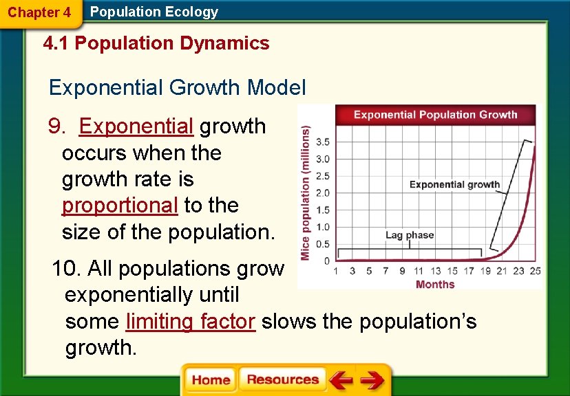 Chapter 4 Population Ecology 4. 1 Population Dynamics Exponential Growth Model 9. Exponential growth