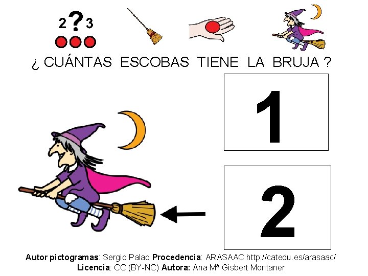 ¿ CUÁNTAS ESCOBAS TIENE LA BRUJA ? 1 2 Autor pictogramas: Sergio Palao Procedencia: