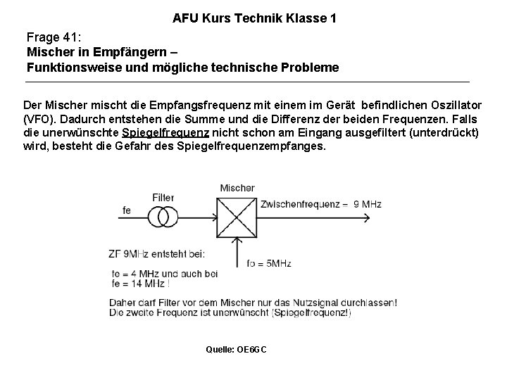 AFU Kurs Technik Klasse 1 Frage 41: Mischer in Empfängern – Funktionsweise und mögliche