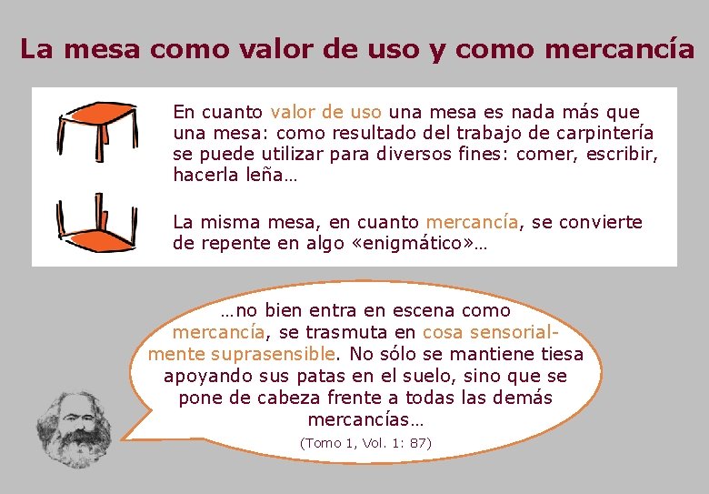 La mesa como valor de uso y como mercancía En cuanto valor de uso