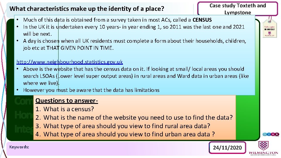 Case study Toxteth and Lympstone • Much of this data is obtained from a