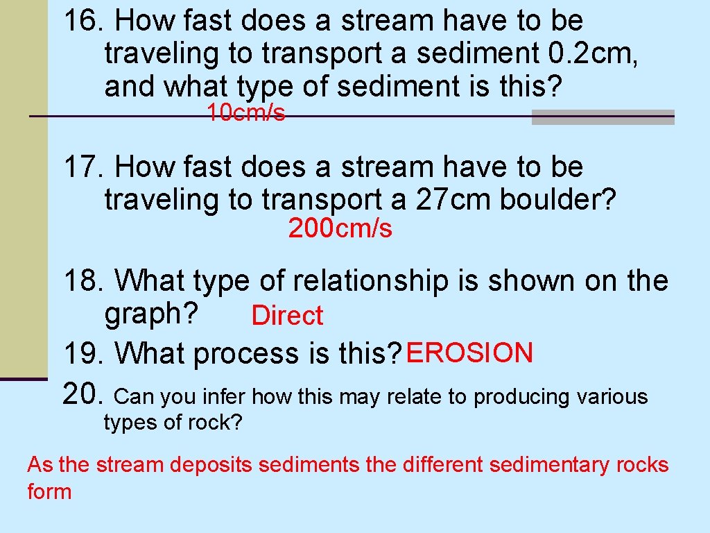 16. How fast does a stream have to be traveling to transport a sediment 16. How fast does a stream have to be traveling to transport a sediment