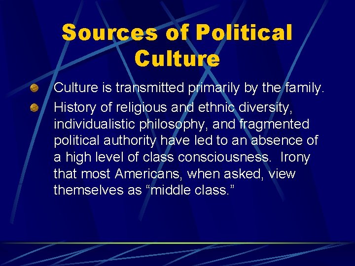 Sources of Political Culture is transmitted primarily by the family. History of religious and