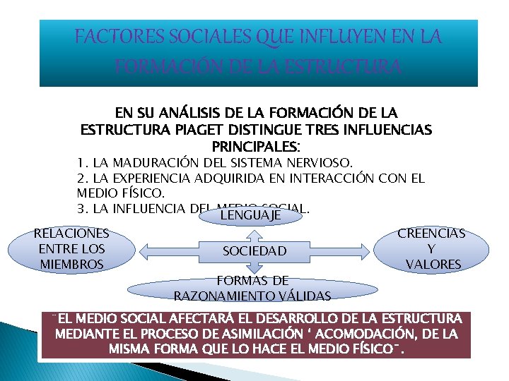 FACTORES SOCIALES QUE INFLUYEN EN LA FORMACIÓN DE LA ESTRUCTURA EN SU ANÁLISIS DE