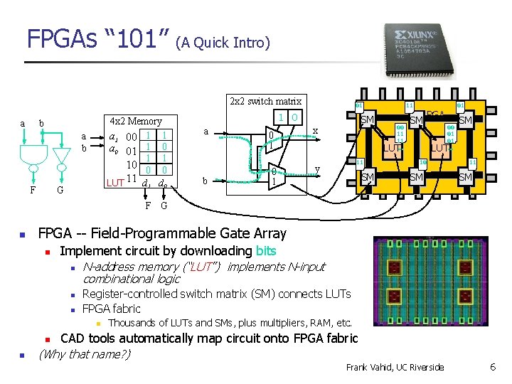 FPGAs “ 101” (A Quick Intro) 2 x 2 switch matrix a 4 x