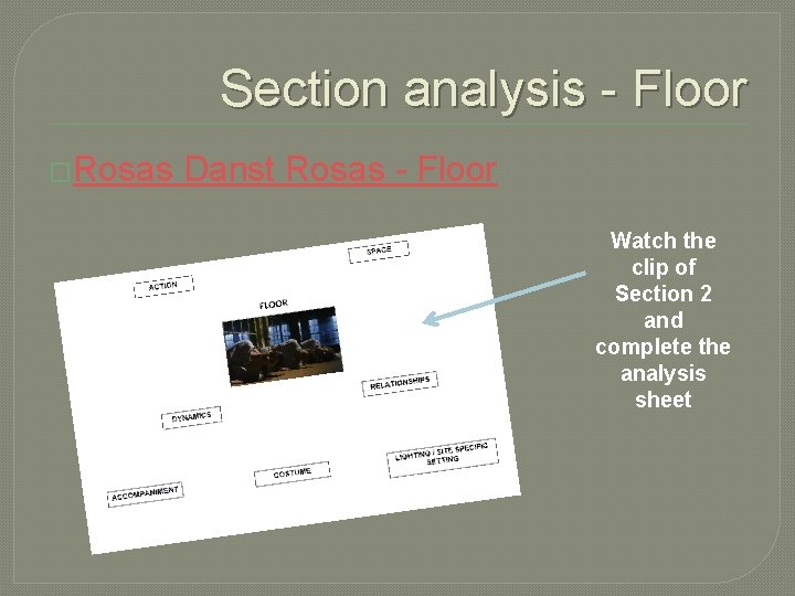Section analysis - Floor �Rosas Danst Rosas - Floor Watch the clip of Section