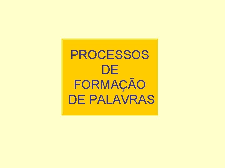 PROCESSOS DE FORMAÇÃO DE PALAVRAS 