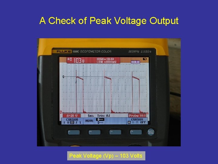 A Check of Peak Voltage Output Peak Voltage (Vp) – 103 Volts 