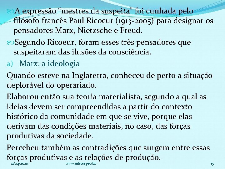  A expressão “mestres da suspeita” foi cunhada pelo filósofo francês Paul Ricoeur (1913