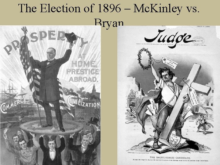 The Election of 1896 – Mc. Kinley vs. Bryan 