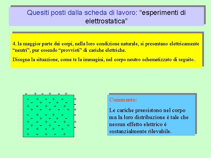 Quesiti posti dalla scheda di lavoro: “esperimenti di elettrostatica” 4. la maggior parte dei