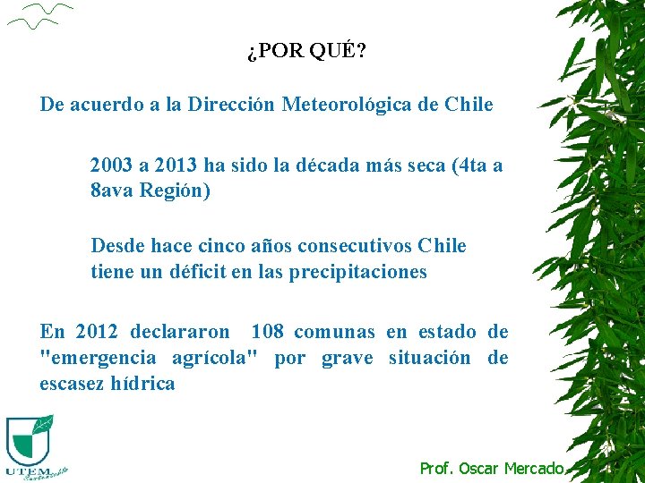 ¿POR QUÉ? De acuerdo a la Dirección Meteorológica de Chile 2003 a 2013 ha