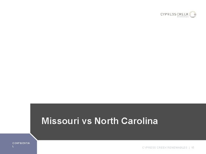 Missouri vs North Carolina CONFIDENTIA L CYPRESS CREEK RENEWABLES | 15 